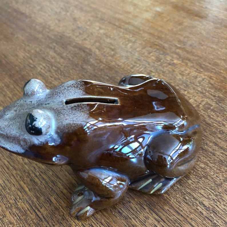 Vintage 60's Mid Century Mod Brown Ceramic Frog Piggy Bank Etsy