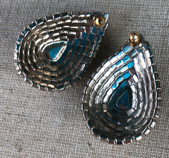 Vintage 70's Pavé Rhinestone Teardrop Earrings - … - image 8