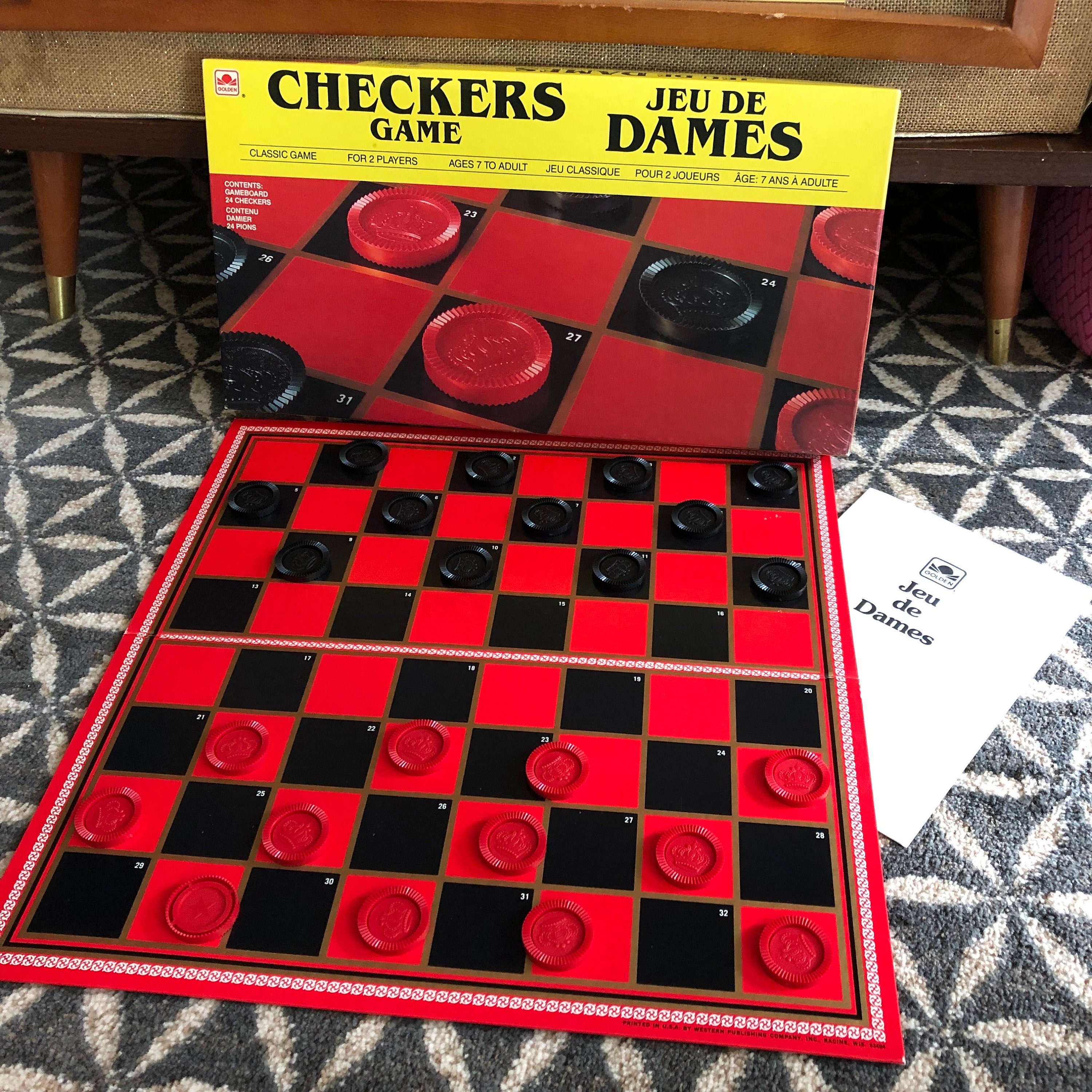 Vintage 80's Checkers Game - Ages 7 - Adult - 1989 - Family Game
