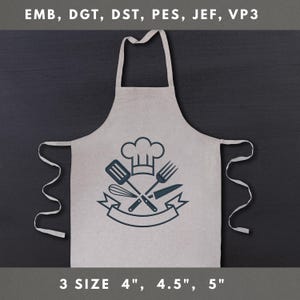 Cooking Embroidery File Chef Logo Design Restaurant Uniform Pattern Culinary Tools Stitch for Apron Hat or Kitchen Project