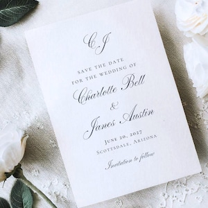 Save the Date with Timeless Initials Monogram | 3 Sizes, Canva Template Digital Download | Bell Collection