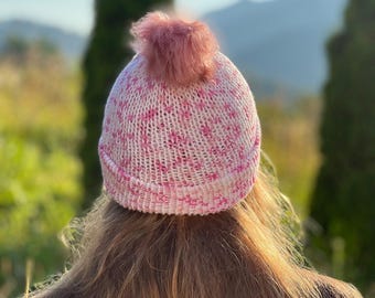 Women\'s French Style Double Layer Warm and Soft Knitted Beanie Hat Pink il_fullxfull.3608583617_rjls.jpg main image 4