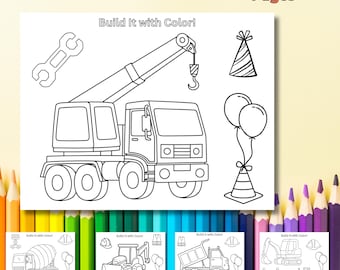144-Piece Construction Party Favors Kit - Coloring Books, Crayons, Stickers & Tattoos