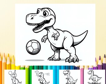 Dinosaur Coloring Pages:Dinosaur Party Favor, Kids' Printable Dino Party Activity (Instant Download)