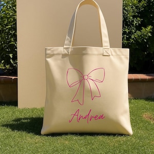 Coquette Bow Tote | Hand-Drawn Tote Bag |  Bachelorette Favor | Custom Bachelorette Tote Bag | Adorable Tote Bag | bOW Bachelorette Tote