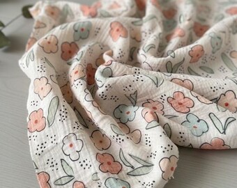 Soft Double Gauze Muslin Fabric – Floral Print, Boho Baby Fabric, Quilting & Sewing Supplies