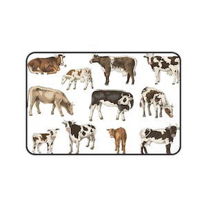 Farm Animal Desk Mat - Cute Cow Design, Cow Print Mouse Pad, Office Decor, Gifts for Cow Lovers, Rustic Farmhouse Style