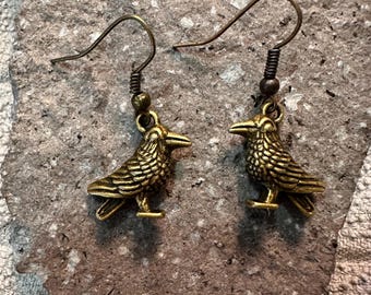 Crow Earrings- Multiple Colors, Bird Jewelry, Gothic Jewelry, Poe, Nevermore