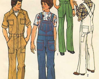 Simplicity 7052 Vintage 70s Bib Overalls Pattern Jumpsuit