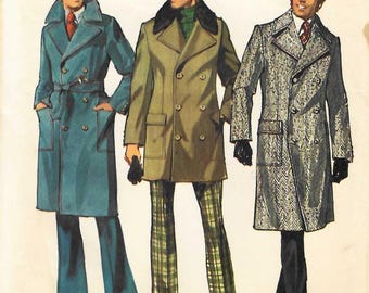 Men's Trench Coat Sewing Pattern Simplicity 5326 Vintage 70s Size 38 Uncut
