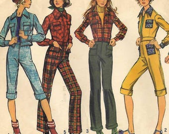 70s Cool Girl Pants Knickers Cropped Jacket Sewing Pattern Simplicity 5125 Size 10 B32.5 W25