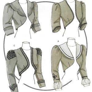 Puede incluir: Patrón de costura Butterick B5232 para cuatro variaciones de chaqueta corta. Las ilustraciones muestran diseños con varias longitudes de manga, estilos de cuello y detalles decorativos. El patrón está etiquetado como talla AA, 6-8-10-12.