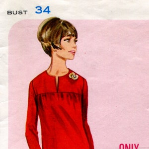 Butterick 4184 Vintage 1960s Mod Shift Dress Original Sewing Pattern 14 B34