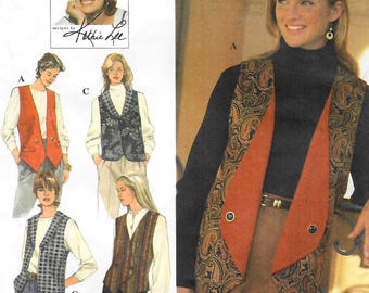 1990s Vest Sewing Pattern Simplicity 9741 Kathie Lee Size 12–16 B34–38