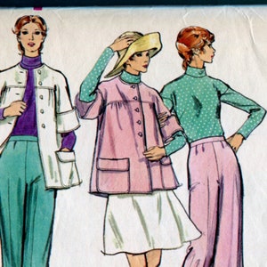 May include: A sewing pattern for a dress and jacket. The pattern is for size 10 and has a bust measurement of 32 1/2 inches. The pattern is called "Very Easy Vogue Patterns" and is suitable for knits.