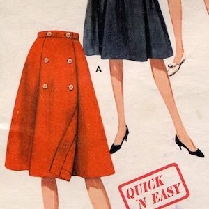 Butterick 3042 Vintage 60s Coachman Wrap Skirt A Line Original Sewing Pattern SIZE W25