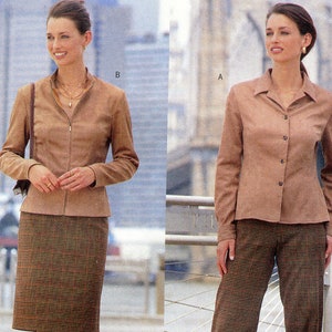 Butterick 6829 David Warren pak overhemd top blouse broek rok vintage Y2K origineel naaipatroon 8 10 12 B30.5 32 34