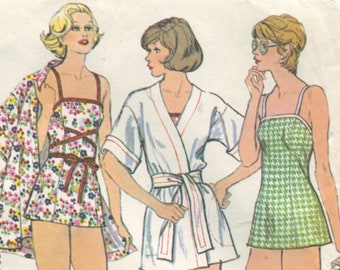 McCall's 4063 Vintage 70s Swimsuit Robe Coverup Bathing Suit Original Sewing Pattern Size 12 B34