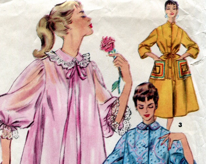 Duster Robe Pattern Free Simplicity 4972 Vintage 60s Duster Robe Negligee Dress Housecoat ...
