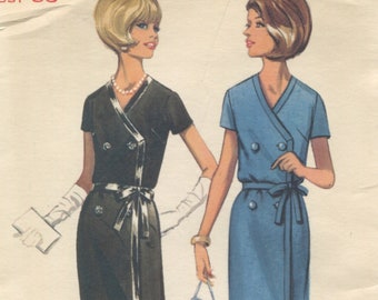 Butterick 4482 Coat Dress Double Breasted Mod Vintage 1960s Original Sewing Pattern 18 B38 Uncut FF