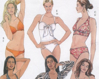 McCall's 5400 Swimsuit Bikini Tankini Halter Swim Coverup Original Sewing Pattern Size 12-18 B34-40