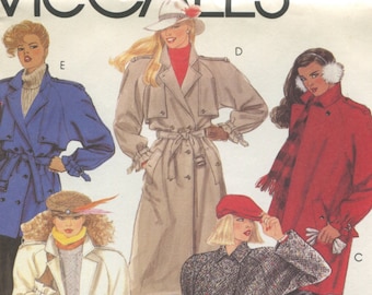 McCall's 9179 Brooke Shields Trench Coat Winter Jacket Vintage 80s Original Sewing Pattern Size 20 B42 Uncut FF