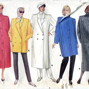 May include: A sewing pattern for four different coats. The coats are in red, yellow, blue, and gray. The pattern is from Butterick Classics and is for sizes 8-10-12.
