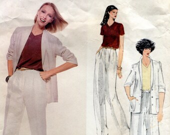 Vogue 1885 Calvin Klein Suit Jacket Blazer Blouse Pants American Designer Original Size 10 B32 B33