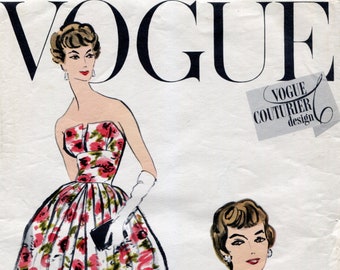 Vogue 101 Uncut Simonetta of Italy Cocktail Formal Dress Vintage 1950s Original Sewing Pattern 14 B34