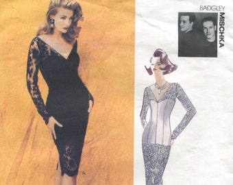 Vogue 1050 Badgley Mischka Evening Gown Formal Cocktail Dress Lingerie Inspired Original Sewing Pattern Size 6 8 10 B30.5 31.5 32.5