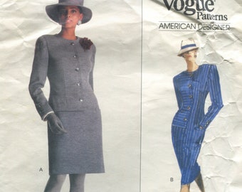 Vogue 2191 Bill Blass Dress Mock Blazer Suit Look American Designer Vintage 80s Original Sewing Pattern Size 12-16 B34-38 Uncut