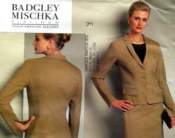 Vogue 1065 Badgley Mischka Platinum Skirt Jacket Blazer Suit Original Sewing Pattern Size 6-12 B30.5-34 Uncut