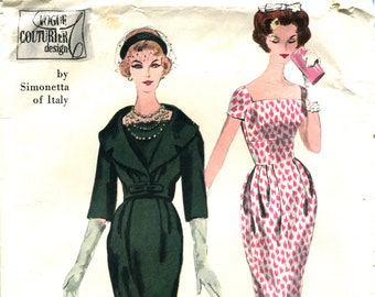 Vogue Couturier Design 187 Simonetta of Italy Cocktail Dress Jacket 1950s 12 B32 Uncut FF
