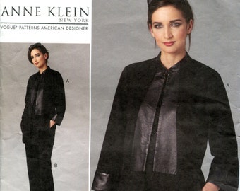 Vogue 1264 Anne Klein Pieced Jacket Tunic Pants Minimalist Original Sewing Pattern Size 14-20 B36 38 40 42 Uncut