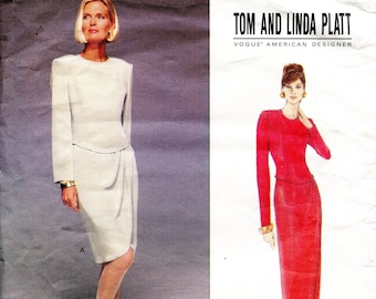 Vogue 1708 Tom & Linda Platt Vintage 90s Dress Gown Sarong Skirt Modest Original Sewing Pattern SIZE 18-22 B40-44 Uncut