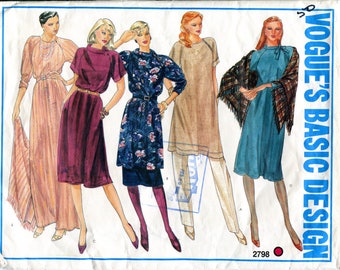 Vogue 2798 Basic Design Vintage 70s Skirt Dress Tunic Shawl Original Sewing Pattern SIZE 12 B34