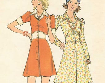 1970s Puff Sleeve Dress Sewing Pattern Butterick 3251 Size 12 B34