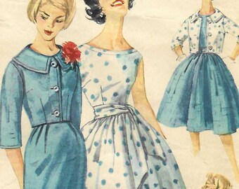 Simplicity 3340 Dress Jacket Sewing Pattern Vintage 60s Size 14 B34