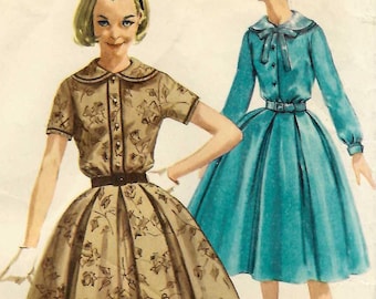 Simplicity 2683 Dress Sewing Pattern Detachable Peter Pan Collar Vintage 50s Size 12 B32