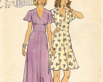 70s-Does-40s Dress Sewing Pattern Flutter Sleeves Butterick 3731 Size 12 B34