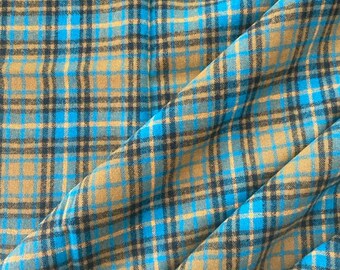 3.75 Yards Wool Bottomweight Tartan Plaid Fabric Blue Green Yardage  56 x 139 in