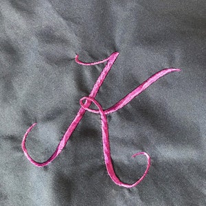 Vintage Paoli Cursive Monogram K Initial Scarf Embroidered Blue Purple