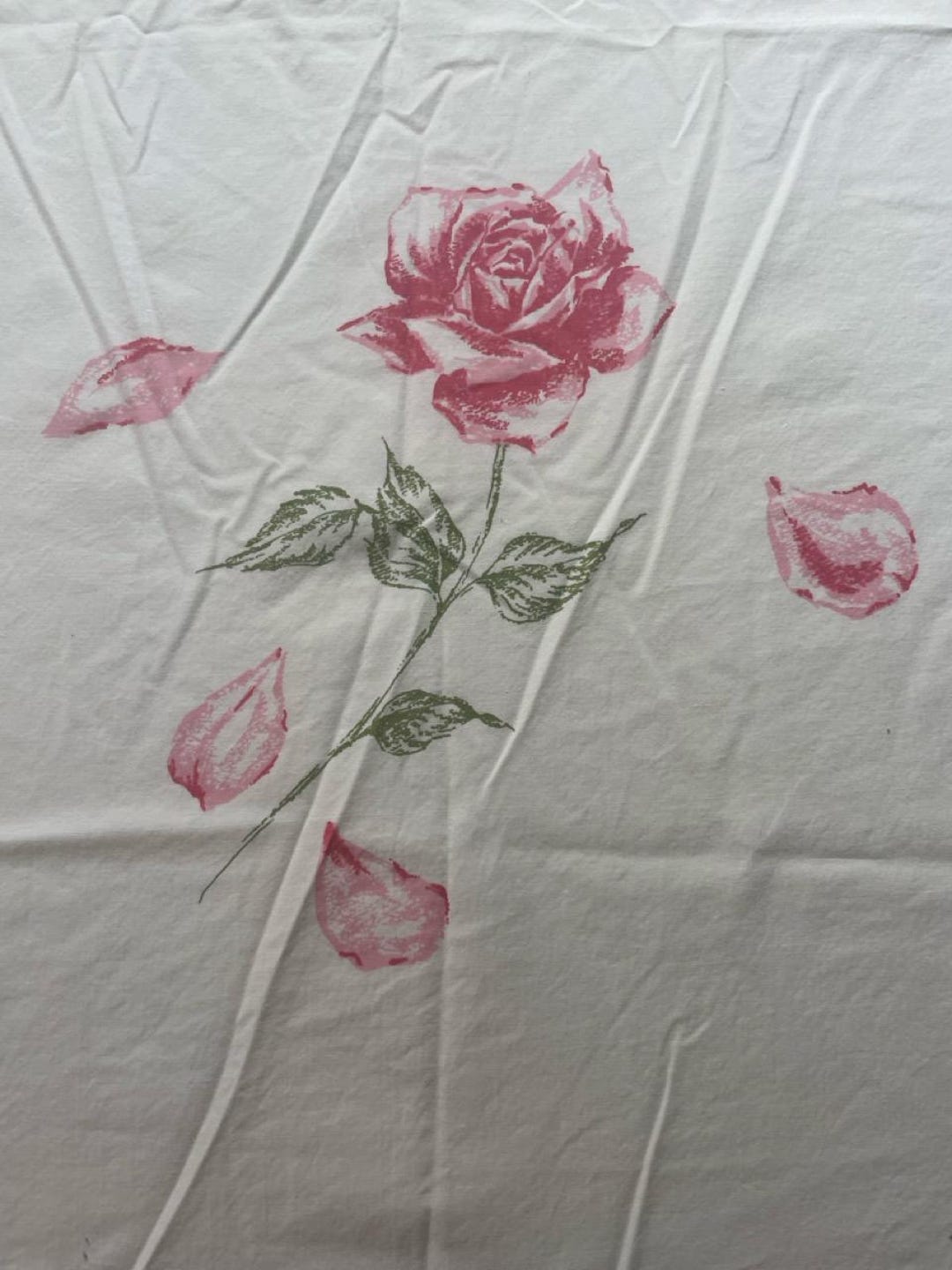 Scattered Roses Full Flat Sheet Vintage 70s Cotton Percale Rose Petals ...