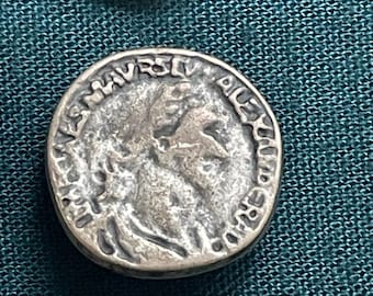 Set 8 Vintage 1970s Metal Roman Coin Buttons 22 mm Alexander the Great Silver Tone NOS