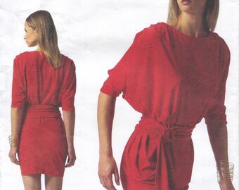 Vogue 1337 Mark & James Badgley Mischka Ruched Dolman Mini Dress Original Sewing Pattern Size 12-20 B34-42 Uncut