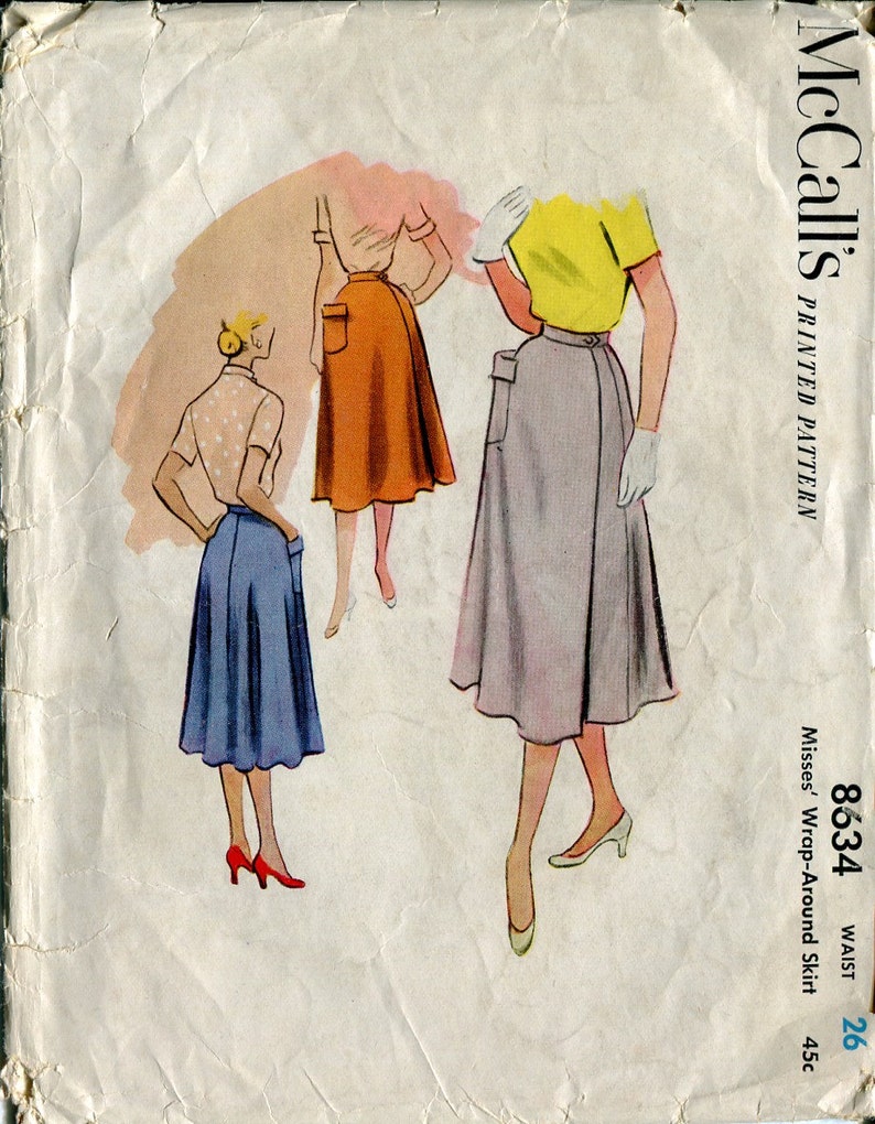 Mccall's 8634 Vintage 50s Wrap Around Skirt Sewing Pattern - Etsy