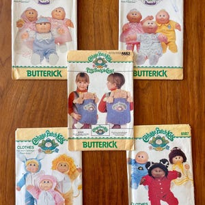 Cabbage Patch Kids naaipatronen voor premature baby's en peuters, set van 5 Butterick poppenkleding uit de jaren 80