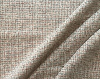 3 Yards Wool Bottomweight Plaid Check Fabric Beige Gray Yardage 60 x 111 in