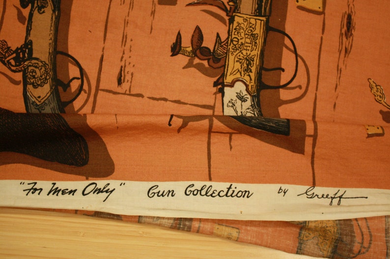 Vintage Cotton Printed Novelty Fabric Guns Rifles Pistols by Etsy