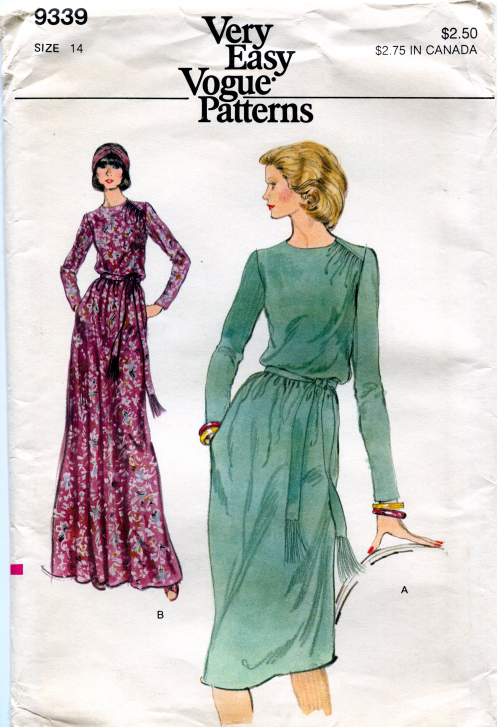Vogue 9339 Vintage Ruched Dress Sewing 